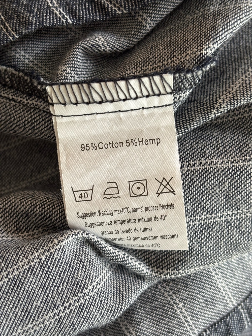 Men's Grey Striped Mandarin Collar Button-Down Shirt - Picture 6 of 7